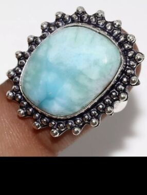 Larimar Gemstone 925 Sterling Silver Handmade Ring